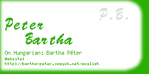 peter bartha business card